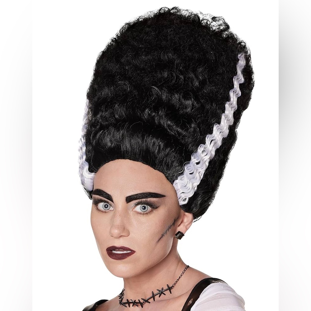 Spirit Black and White Bride of Frankenstein Beehive Wig